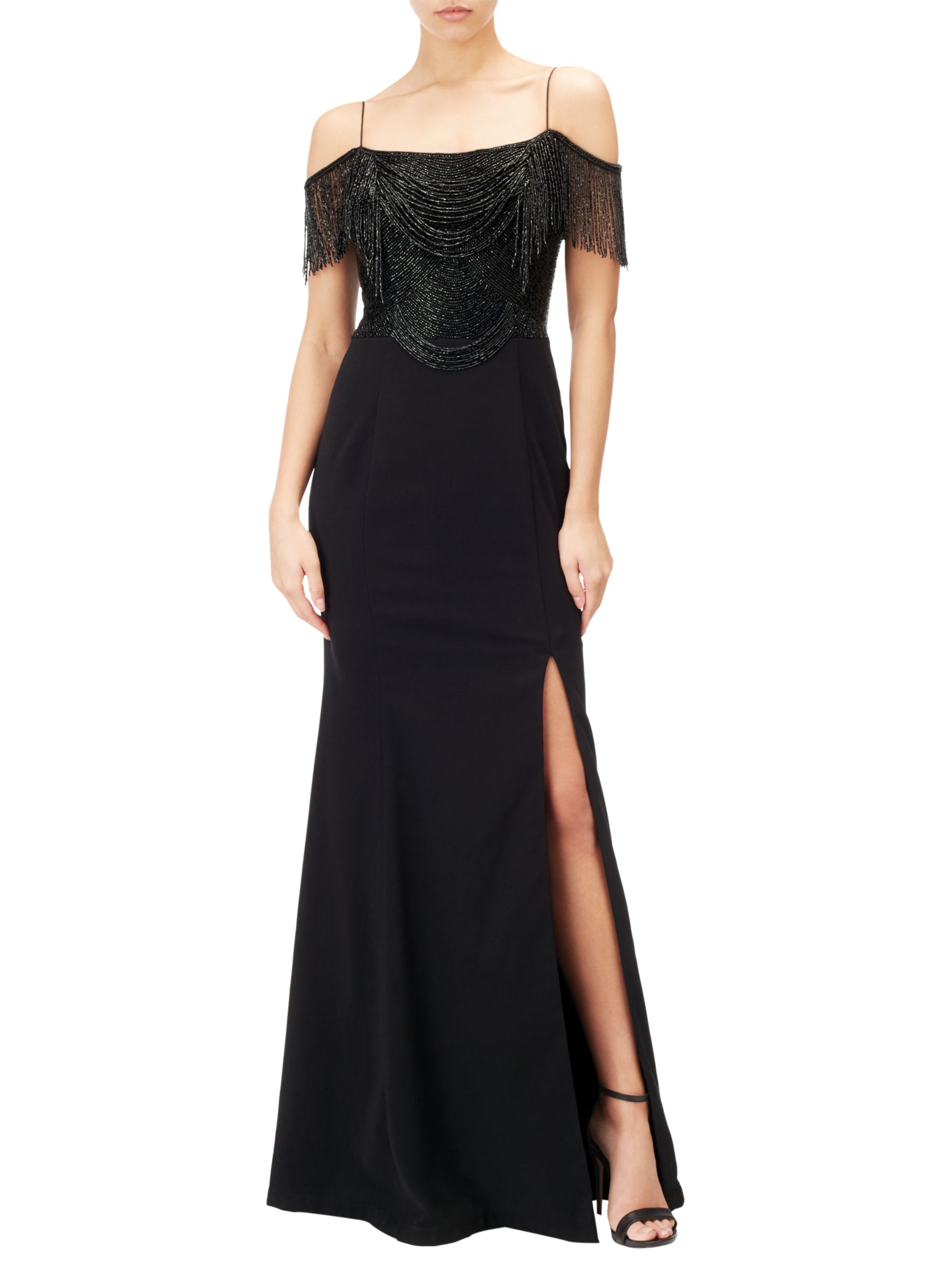 Adrianna Papell Beaded Fringe Dress, Black