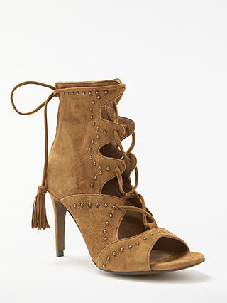 AND/OR Cassandra Stiletto Heeled Sandals, Tan Suede
