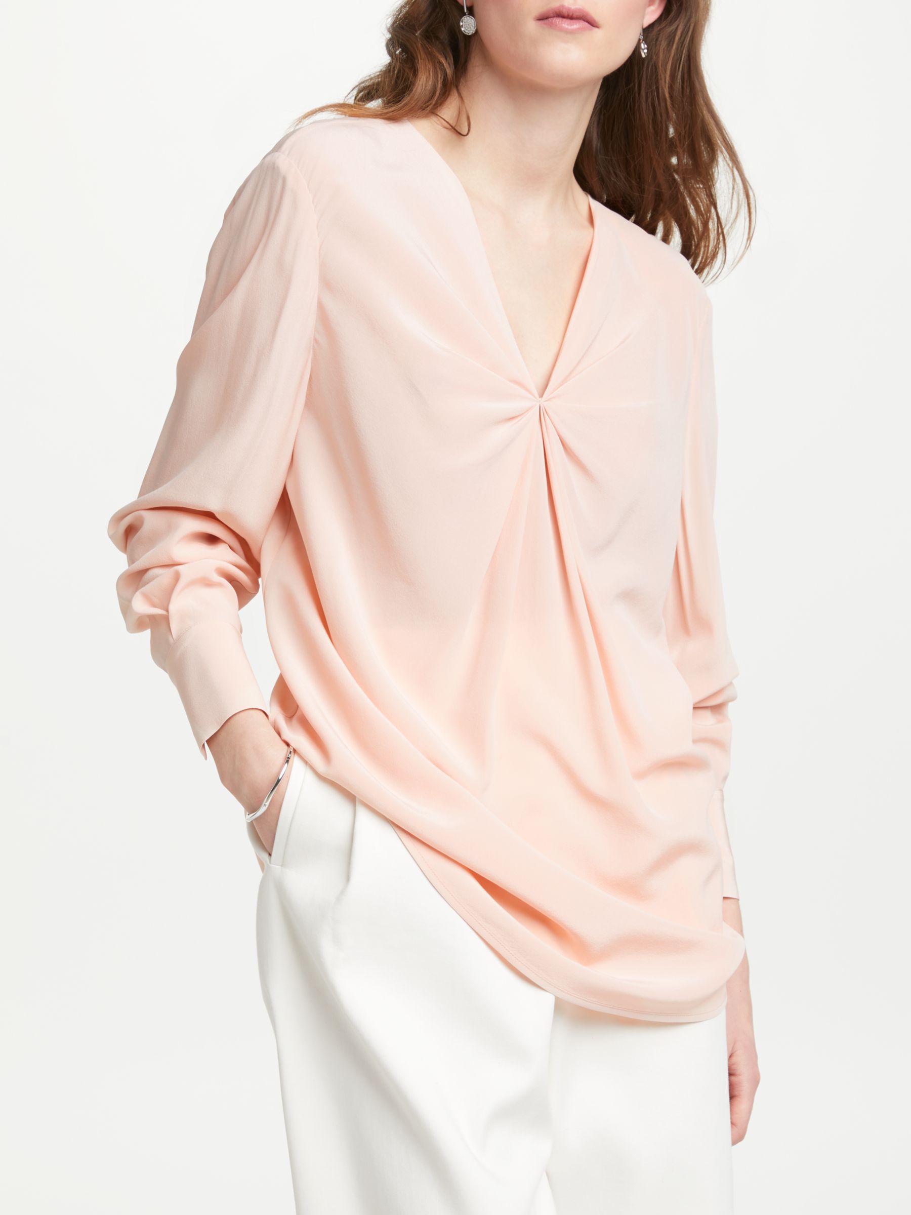 Modern Rarity Silk Drape Front Blouse, Blush