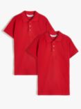 John Lewis Unisex Pure Cotton School Polo Shirt, Pack of 2, Red