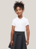 John Lewis Pure Cotton Easy Care Scallop Collar School Polo Shirt, Pack of 2, White