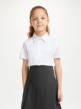 John Lewis Organic Cotton Short Sleeve School Blouse, Pack of 2, White