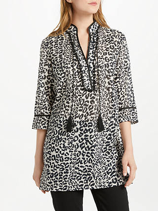 Oui Leopard Print Tunic Dress, Off White/Grey