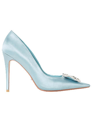 Dune Bridal Collection Breanna Jewel Stiletto Court Shoes, Light Blue Satin