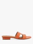 Dune Loupe Leather Flat Slider Sandals, Orange