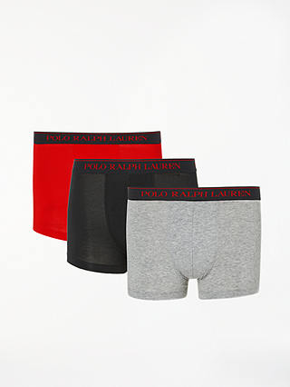 Polo Ralph Lauren Cotton Trunks, Pack of 3, Red/Navy/Grey