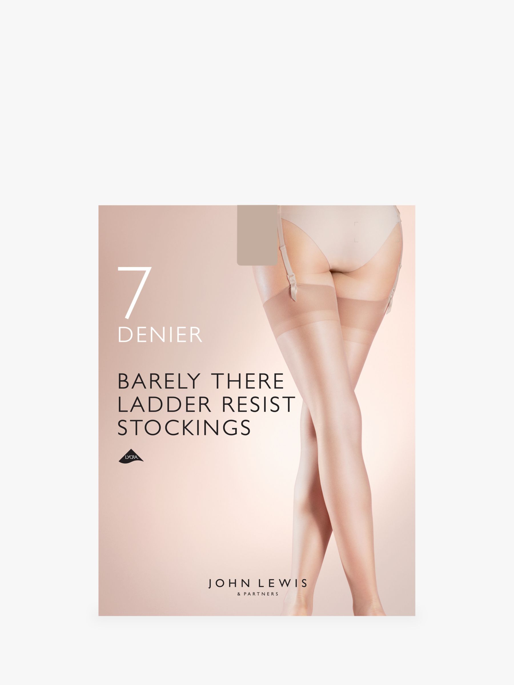 JOHN LEWIS Ladies Lace 15 Denier Sleek Nude Hold Ups Size Large Brand New Sealed