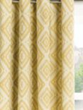 John Lewis Native Weave Pair Lined Eyelet Curtains, Saffron