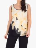 chesca Chiffon Floral Print Cami Top, Black/Yellow/Ivory