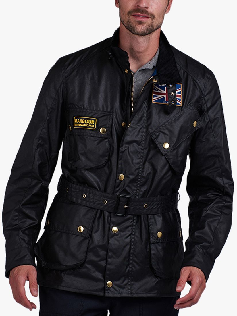 barbour international union jack jacket black