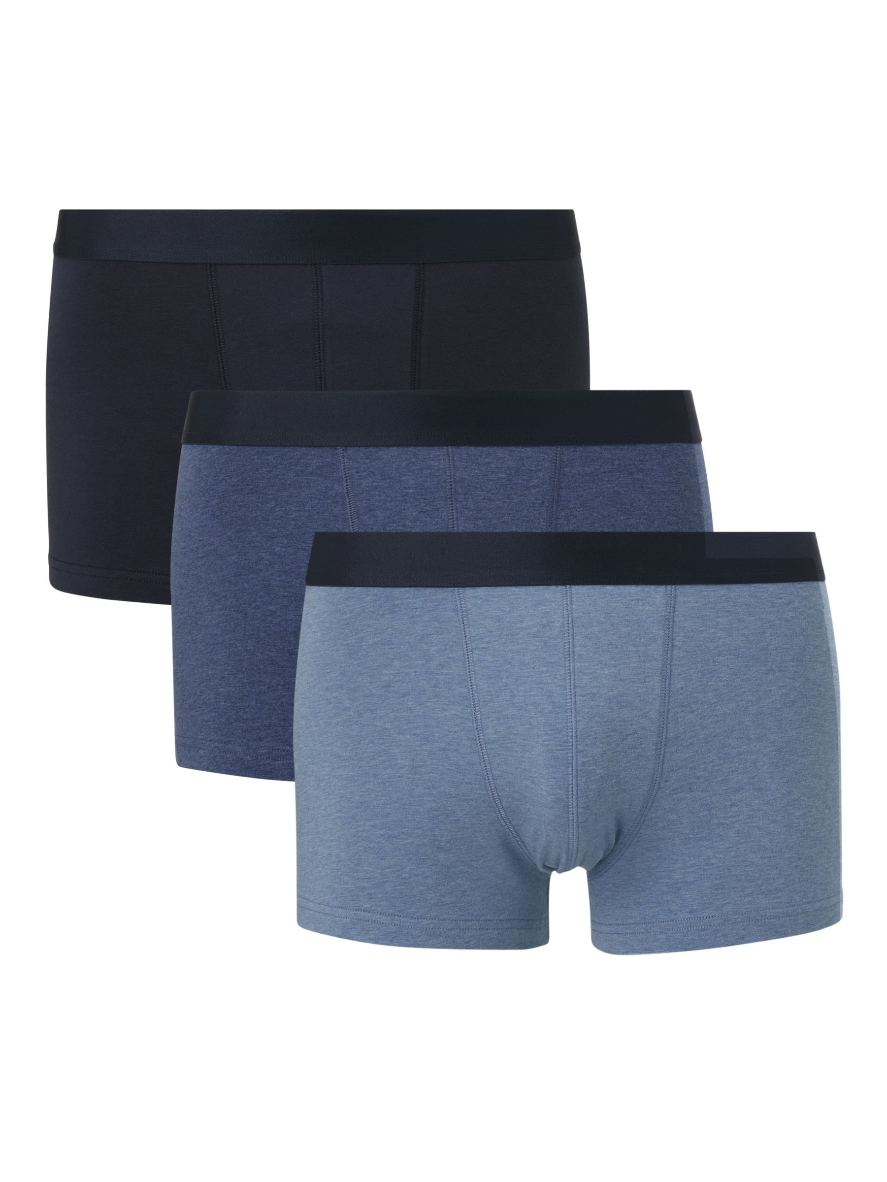 John Lewis Organic Cotton Jersey Double Button Boxers, Pack of 3, Blue/Multi