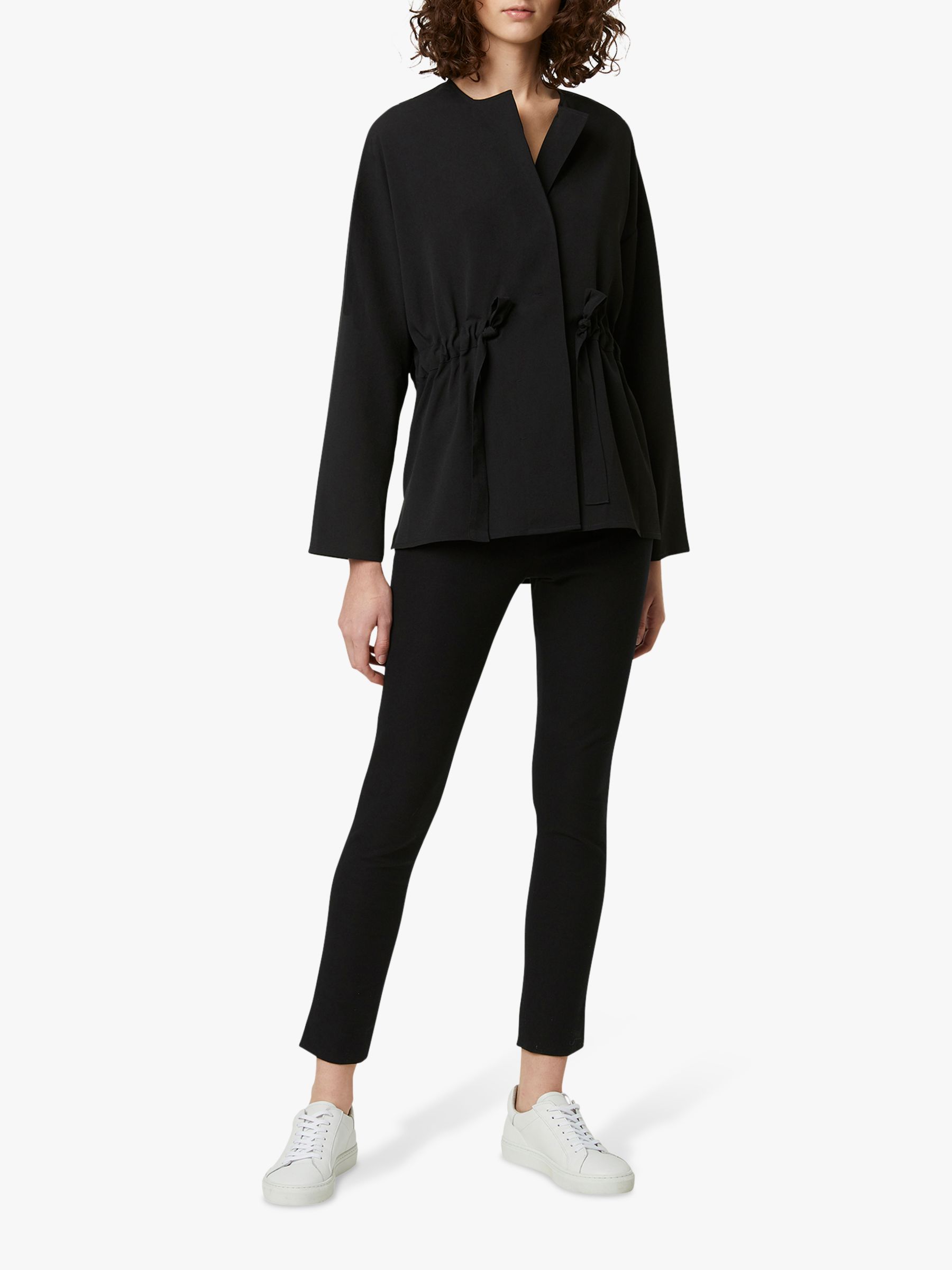 French Connection Crepe Gathered Waist Blouse, Black, M