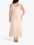 chesca Beaded Applique Trim Printed Devoree Dress, Blush