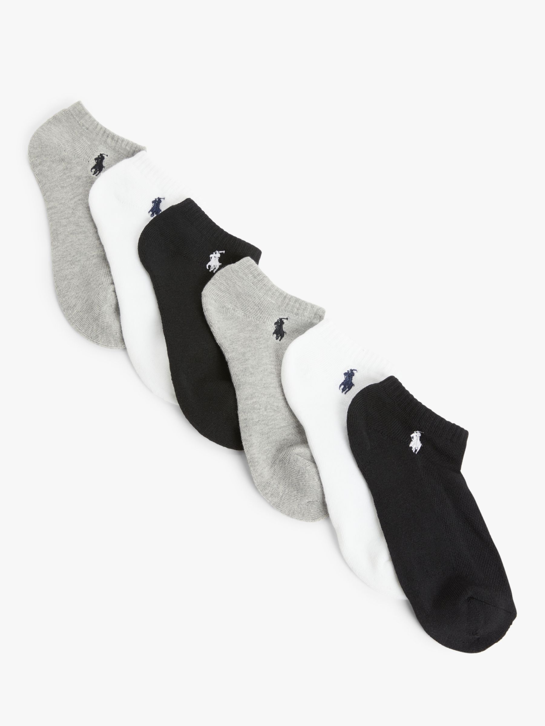 Polo Ralph Lauren Trainer Socks, Pack of 6, Multi at John Lewis & Partners