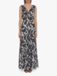 Gina Bacconi Ineska Floral Maxi Dress, Black/Silver