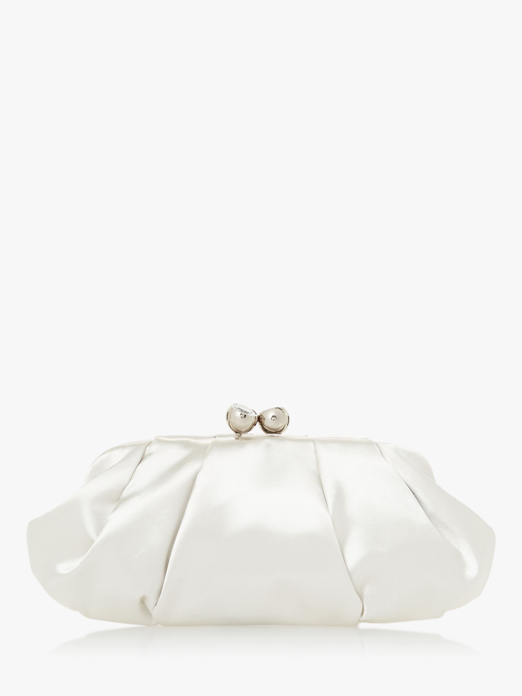 white satin clutch bag