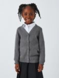 John Lewis Unisex Cotton V-Neck School Cardigan, Grey