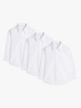John Lewis ANYDAY Long Sleeved Shirt, Pack of 3, White