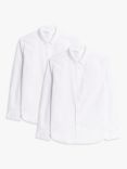 John Lewis Boys' Slim Fit Long Sleeve School Shirt, Pack of 2, White