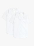 John Lewis Girls' Open Neck Short Sleeve School Blouse, Pack of 2, White