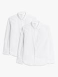 John Lewis Girls' Slim Fit Long Sleeve School Shirt, Pack of 2, White
