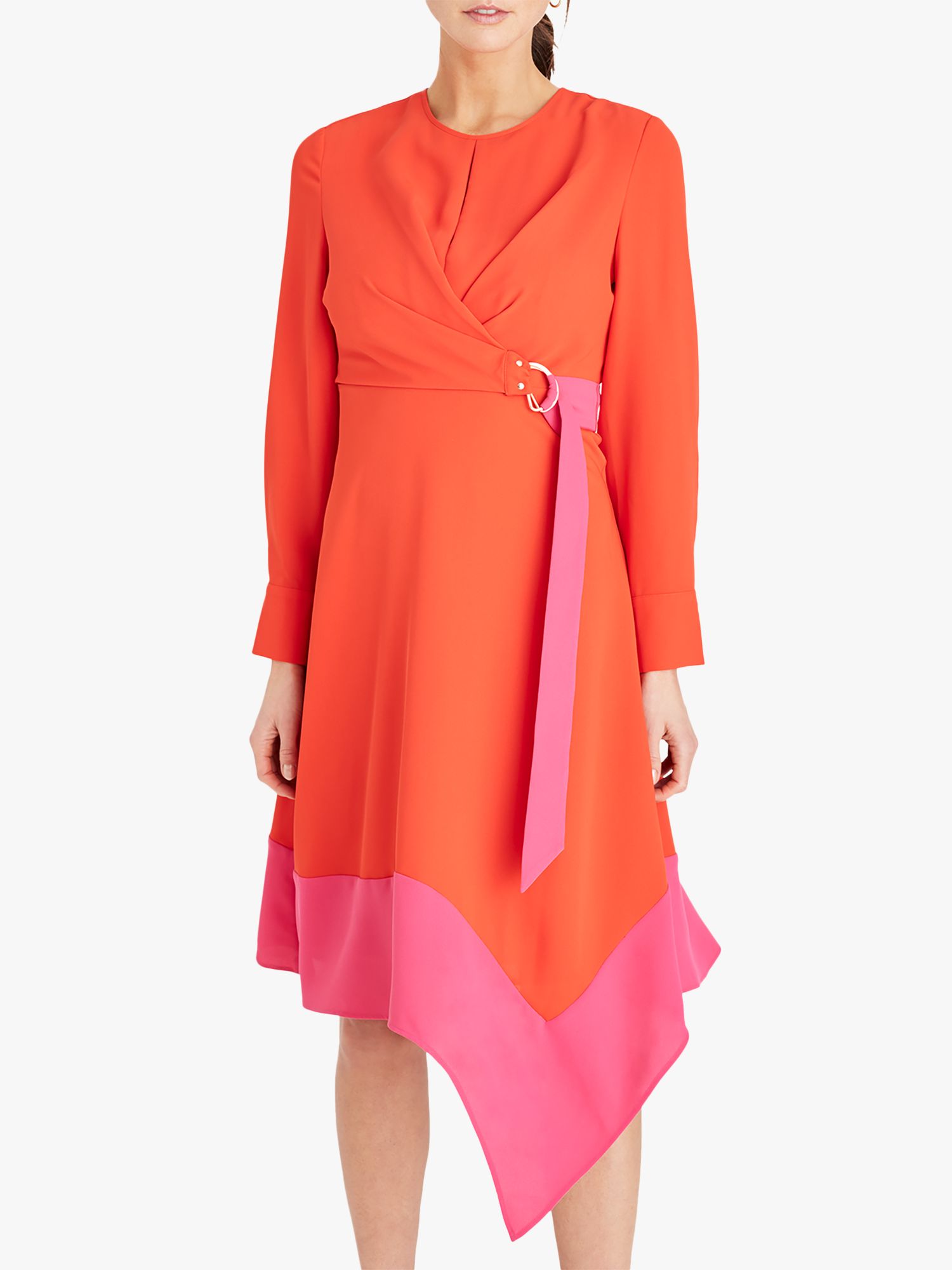 Damsel in a Dress Eria Wrap Dress, Orange/Pink at John Lewis \u0026 Partners