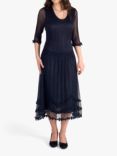 chesca Sheer Midi Dress, Navy