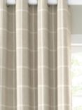 John Lewis Woven Check Pair Lined Eyelet Curtains, Putty