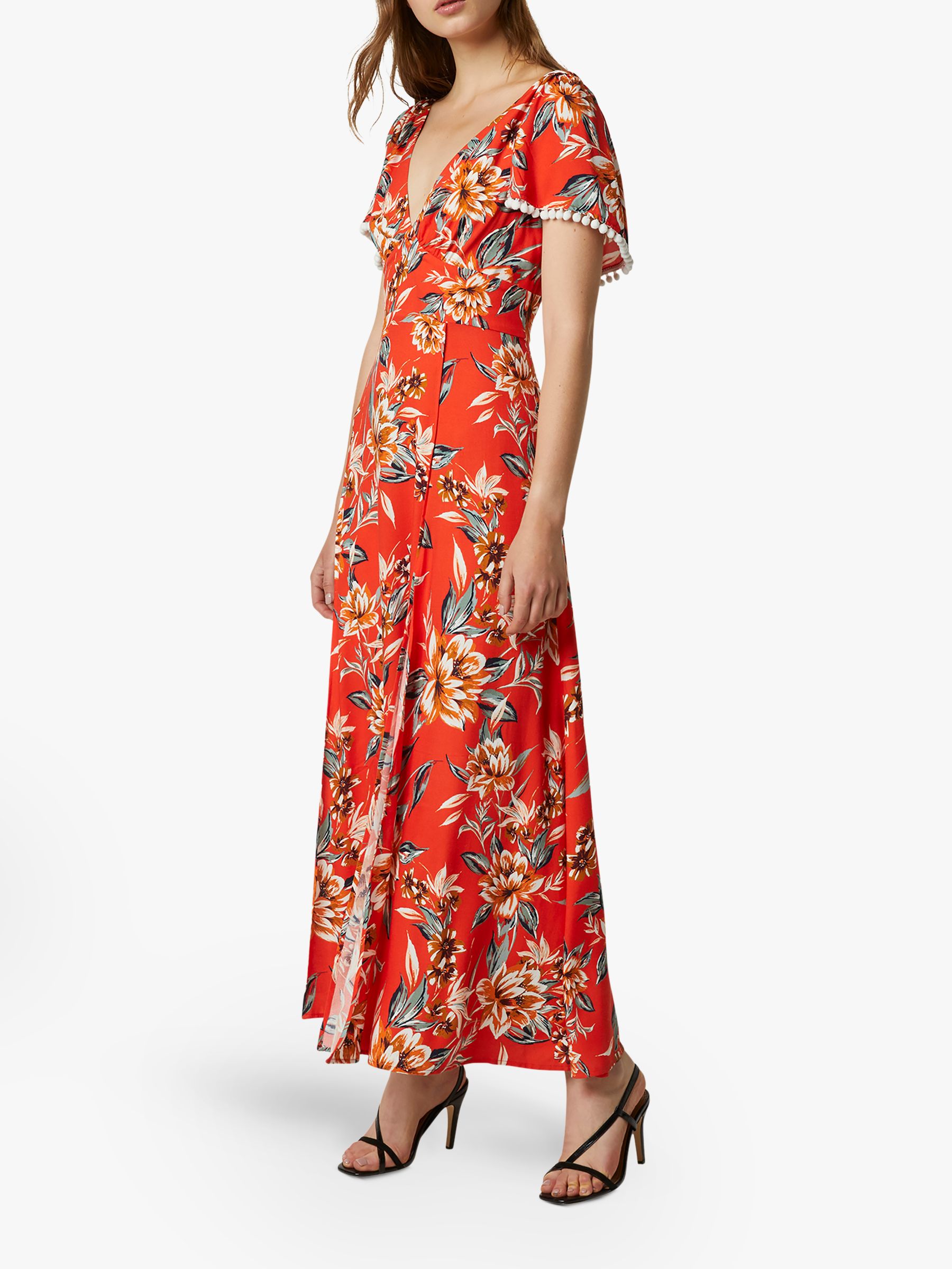 red patterned maxi dress