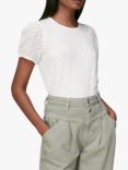 Whistles Broderie Puff Sleeve T-Shirt