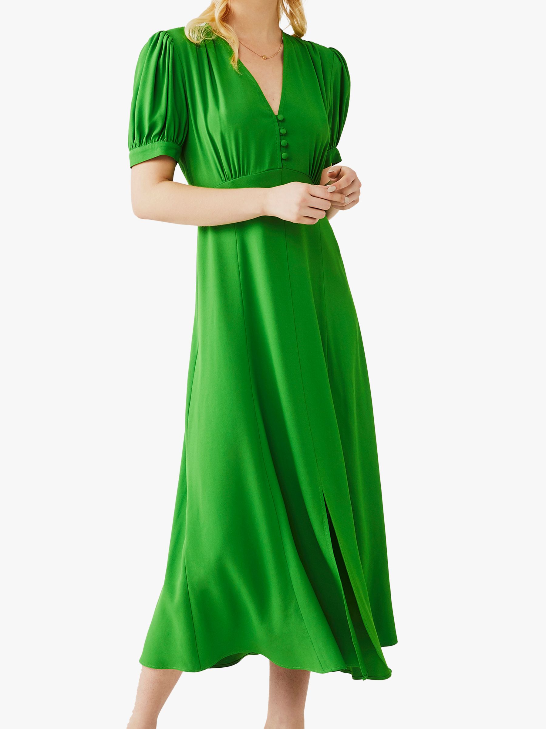bright green satin dress