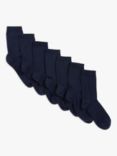 John Lewis Kids' Cotton Rich Socks, Pack of 7, Navy