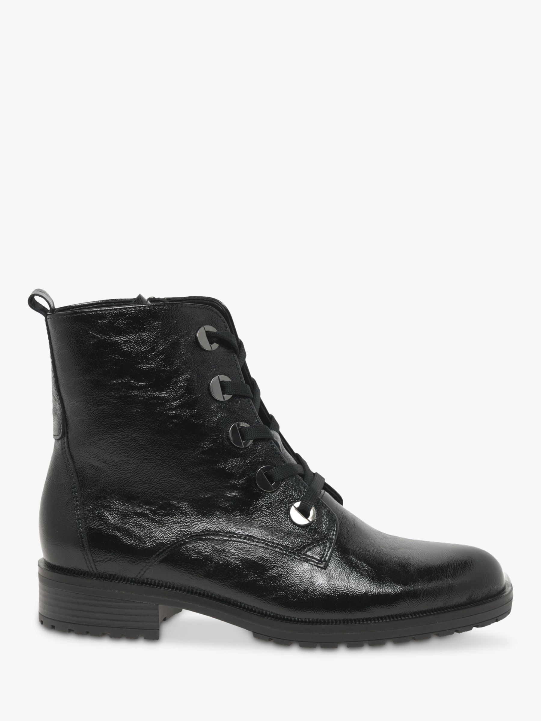 Gabor Prissie Wide Fit Leather Up Boots, Black at John Lewis & Partners