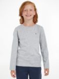 Tommy Hilfiger Kids' Basic Crew Neck Long Sleeve Top, Light Grey