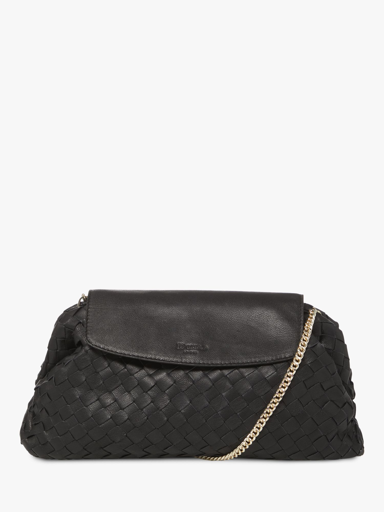 black woven clutch bag