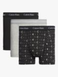 Calvin Klein Cotton Stretch Trunks, Pack of 3, Black/Grey Heather/Logo