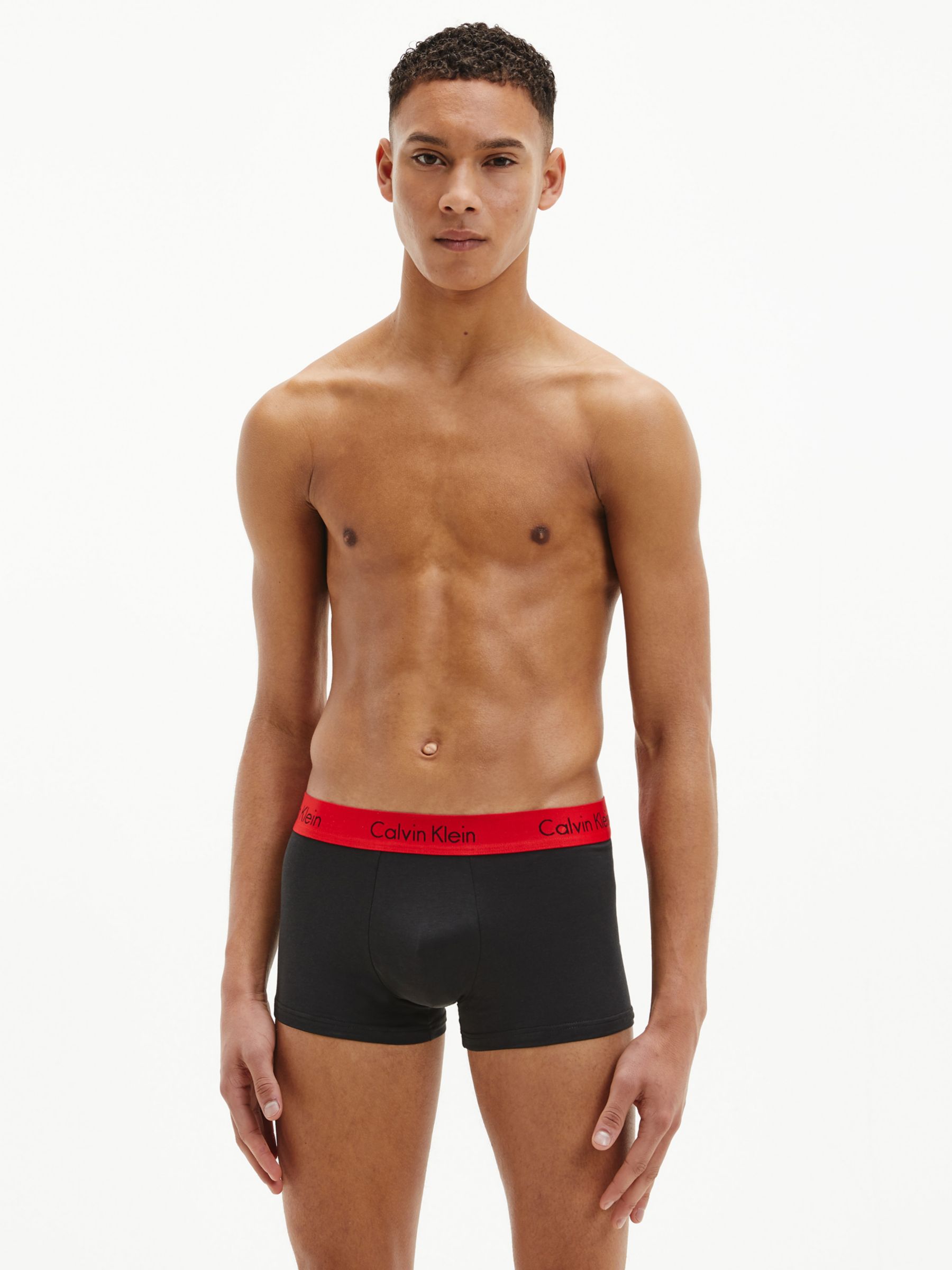 Calvin Klein Cotton Stretch Trunks, Pack of 2, Black/Red at John Lewis &  Partners