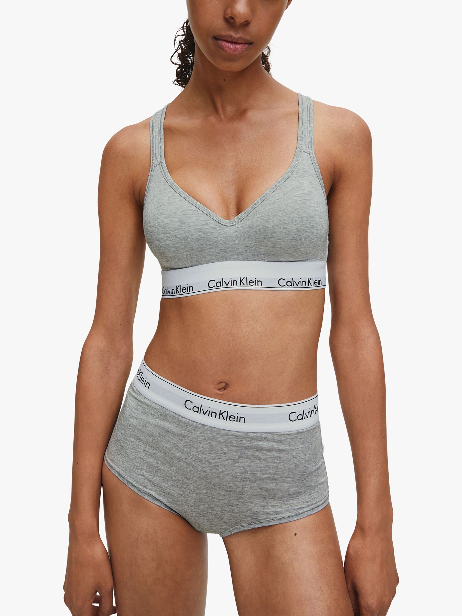 Calvin Klein Heather-Grey Logo Modern Bralette, Bikini & Hair Tie