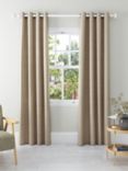 John Lewis Textured Weave Recycled Polyester Pair Blackout/Thermal Lined Eyelet Curtains, Natural