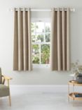John Lewis Textured Weave Recycled Polyester Pair Blackout/Thermal Lined Eyelet Curtains, Natural