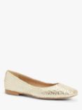 John Lewis Holly Leather Woven Ballerina Pumps, Gold