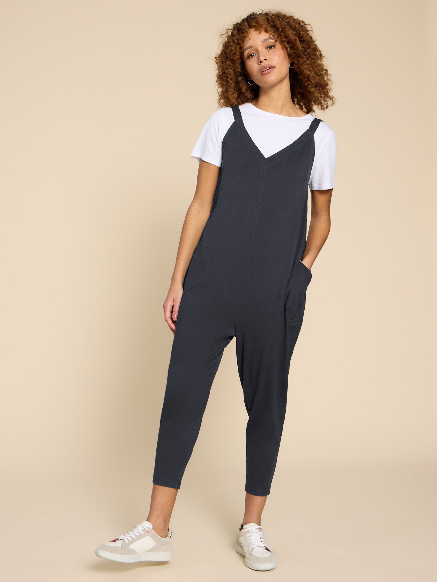 White Stuff Selina Slouchy Jumpsuit, Charcoal Grey at John Lewis & Partners