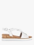 Gabor Rich Wide Fit Leather Wedge Heel Sandals, White