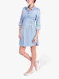 Seraphine Justin Denim Shirt Maternity & Nursing Dress, Blue