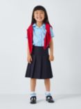 John Lewis Girls' Adjustable Waist Panel Pleated School Skirt, Navy