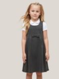 John Lewis Girls' Pleated School Tunic With Bow, Grey