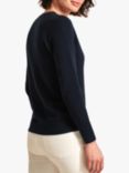 Pure Collection Cashmere V-Neck Jumper, Navy