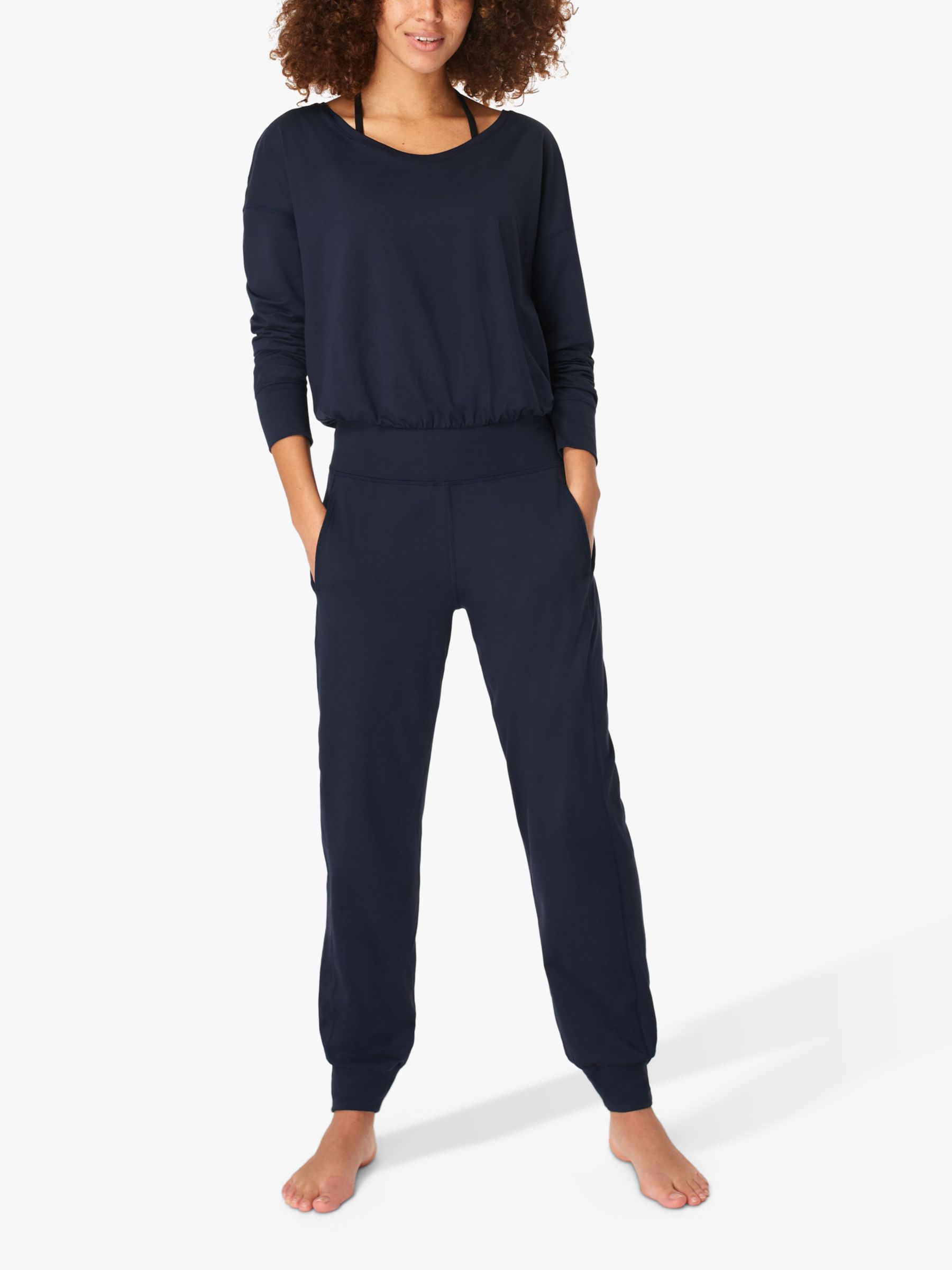 Sweaty Betty Gary Long Sleeve Jumpsuit Navy At John Lewis And Partners