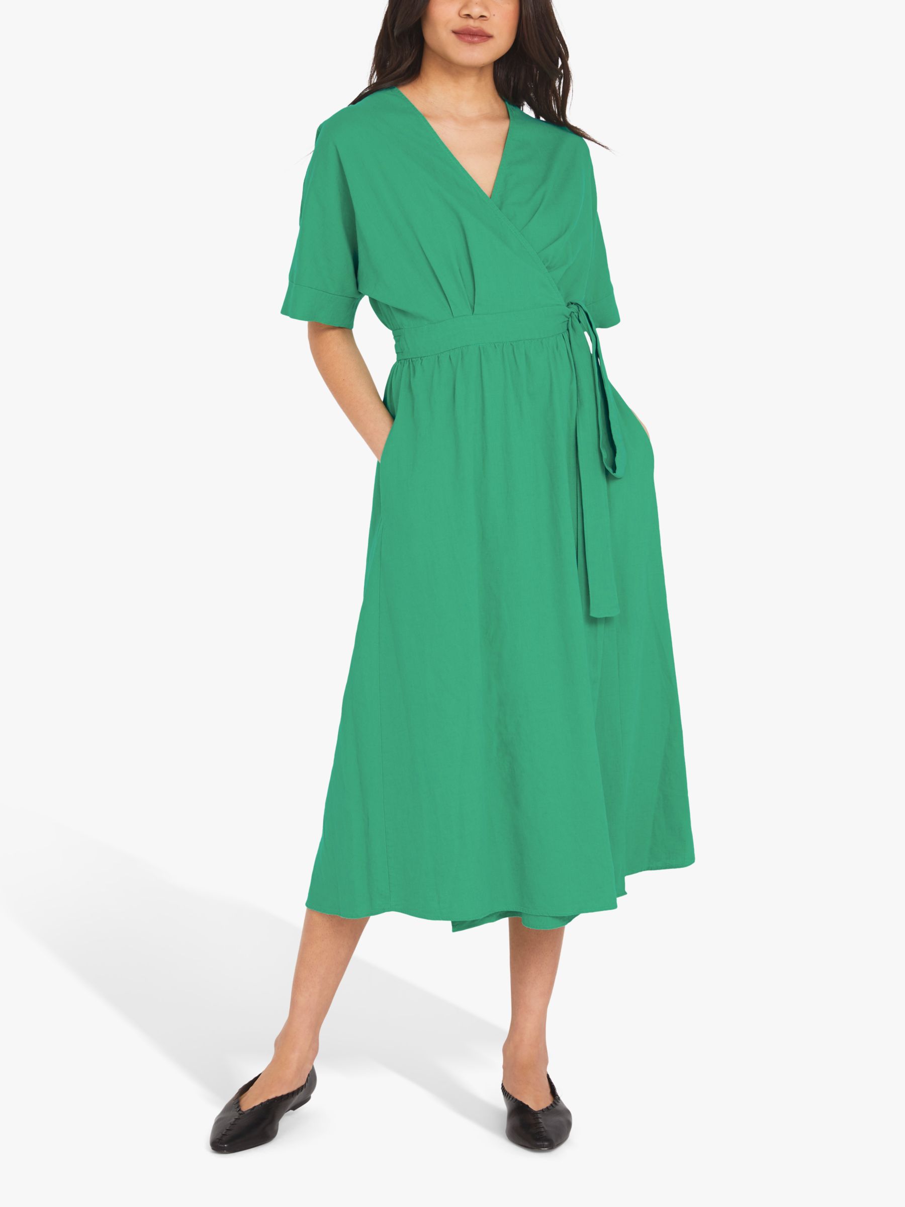 Finery Sabine Wrap Dress, Green at John Lewis \u0026 Partners