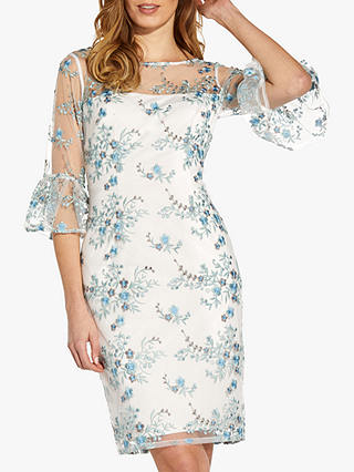 Adrianna Papell Floral Embroidered Dress, Blue Multi
